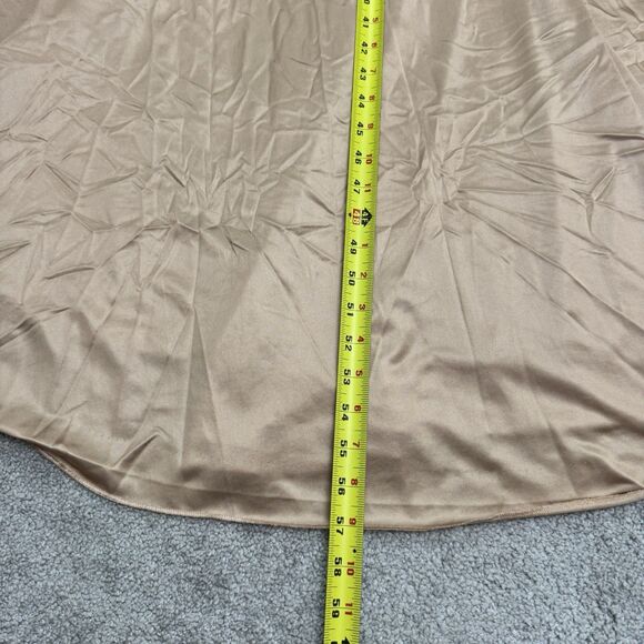 Annique Satin Long Gown Wrap Dress Womens Medium Nude Tan Long Sleeve Formal - Picture 6 of 13